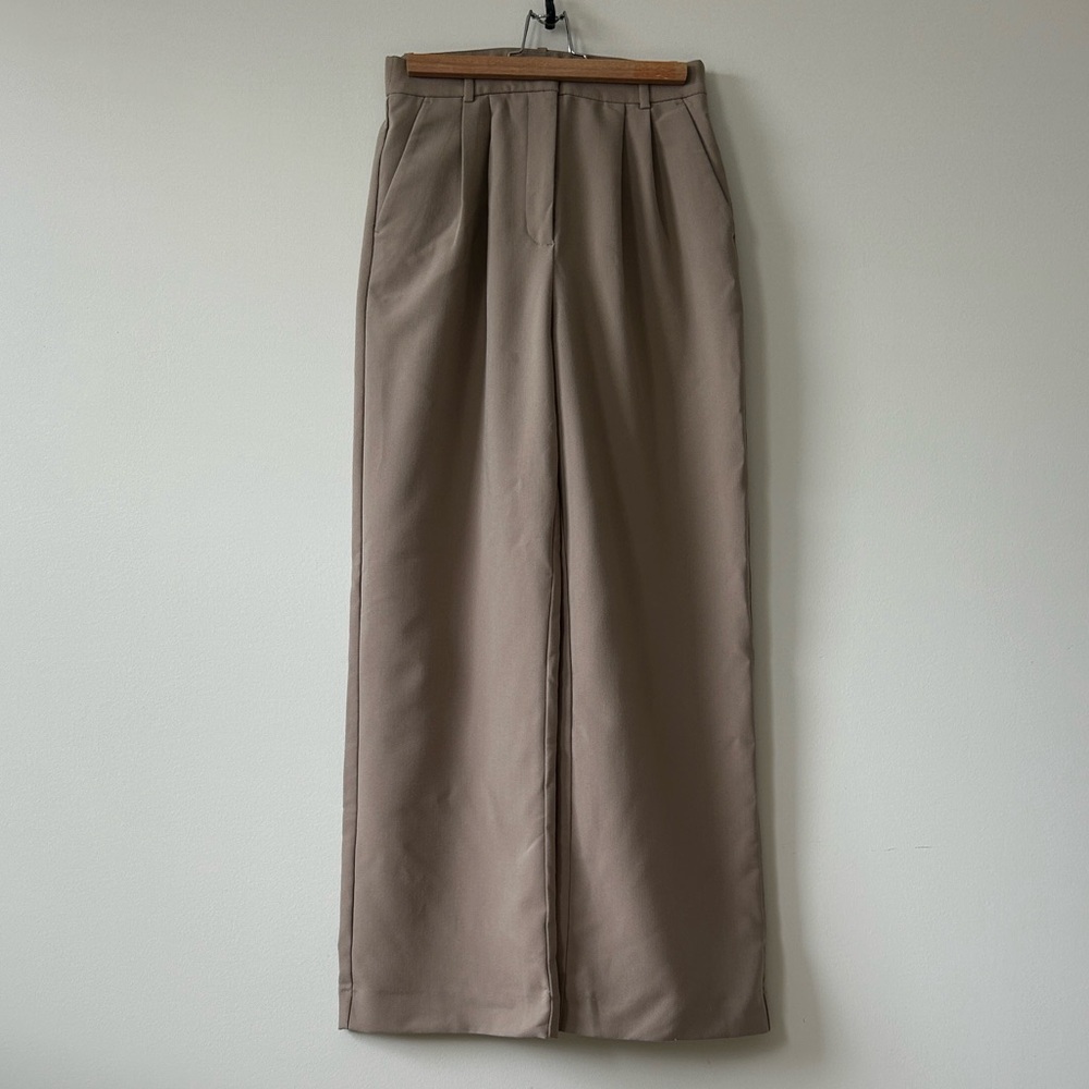 Abercrombie & Fitch Tan Wide-Leg Trousers